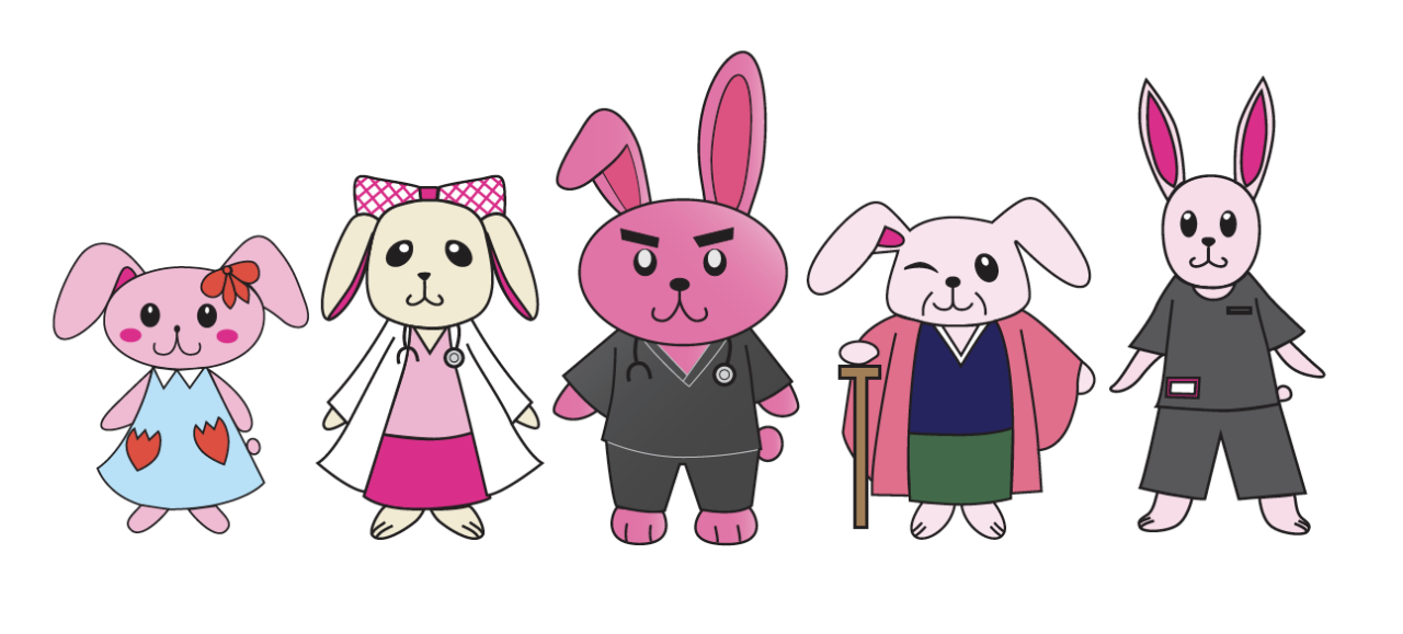 当院イメージキャラクター「うさどんファミリー」のご紹介です